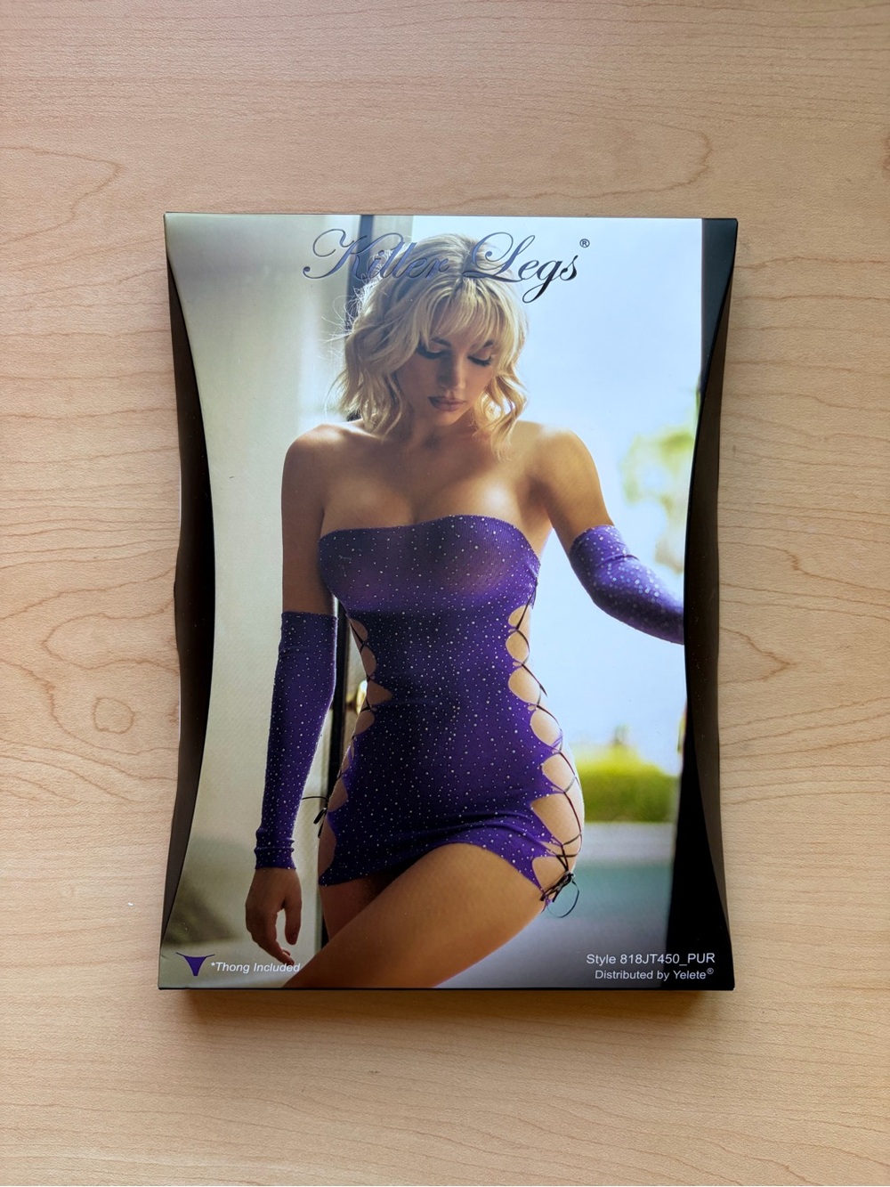 Killer Legs Purple Strapless Side-Lace Mini Dress with Arm Sleeves